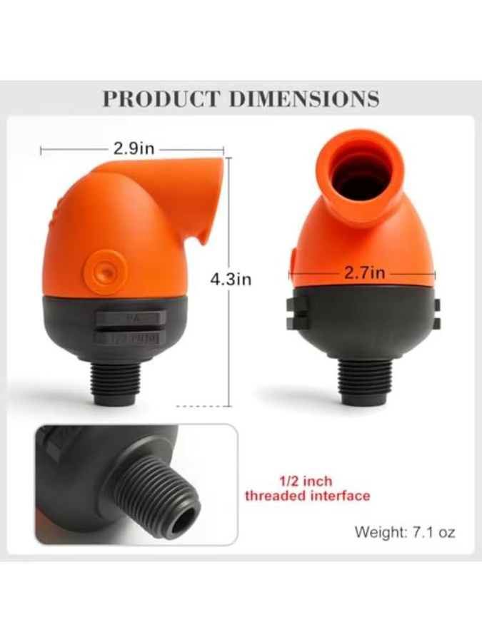 Automatisches Entlüftungsventil mit NPT-Gewinde und dualen Auslässen für Wassertanks in Orange - Bild 6