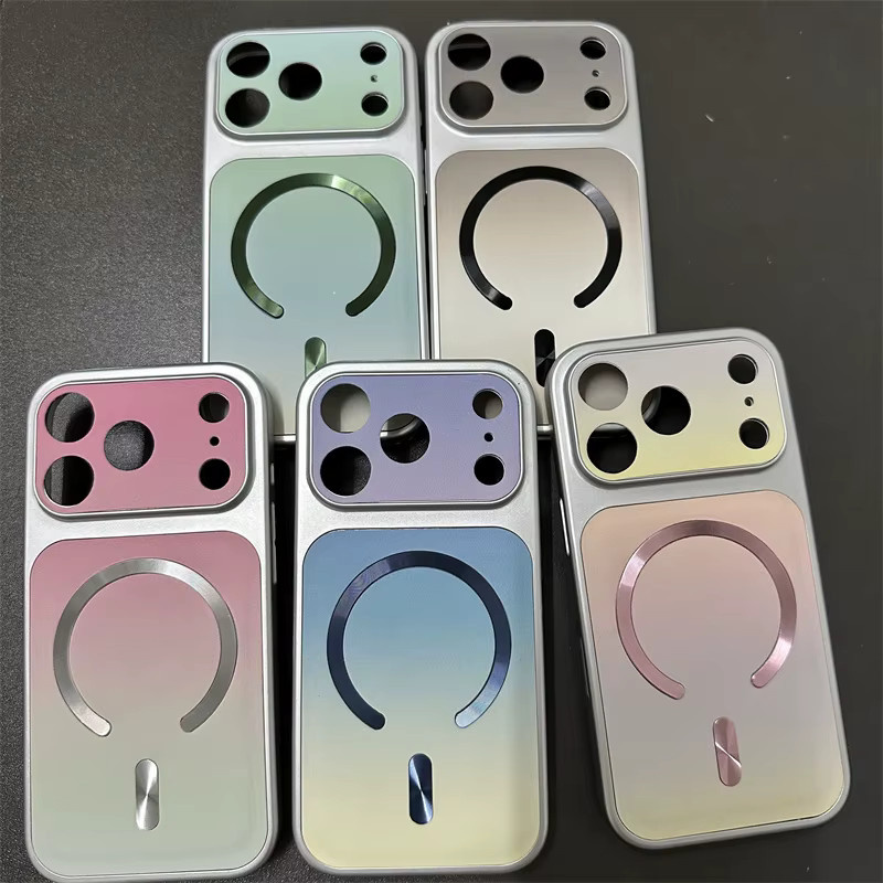 MagSafe Wireless Charging Gradient Handyhülle für Apple iPhone 11 bis 17 Pro Max mit Fenster und magnetischer Abdeckung in Pink und Multicolour - Bild 2