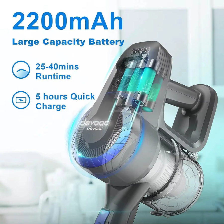 INSE DEVOAC N300 Akku-Staubsauger 6-in-1 in Blau mit 2200 mAh Akku für Hartböden und Teppiche - Bild 4