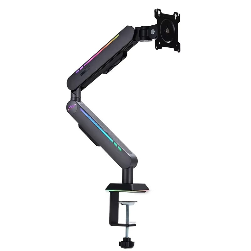 XMSJ Mechanischer Monitorarm für 17-32 Zoll mit RGB Gaming-Beleuchtung und VESA-Halterung, Schwarz - Bild 2