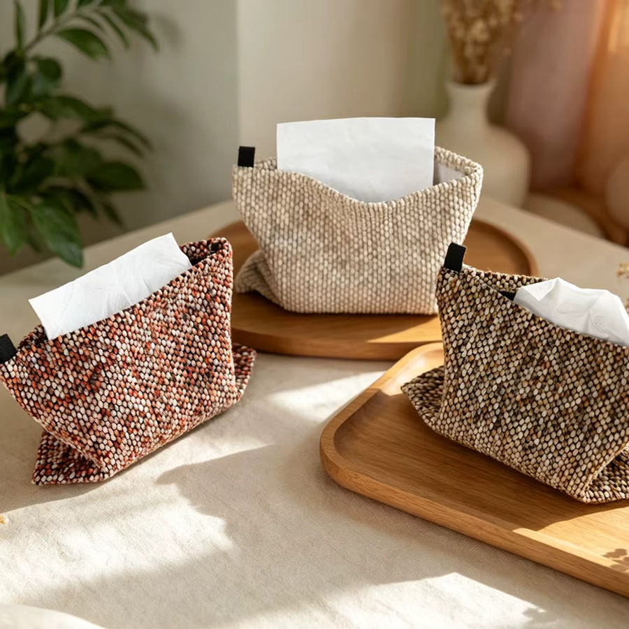 BUYNOW Chenille Taschentuchbox Abdeckung in Weiß als dekorativer Aufbewahrungshalter für das Badezimmer - Bild 4