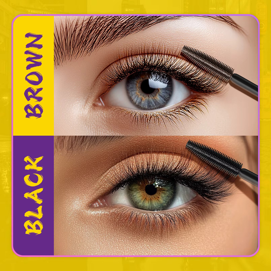 QIC 4D Black Mascara, wasserfeste Flüssigfaser-Mascara, Brown - Bild 2