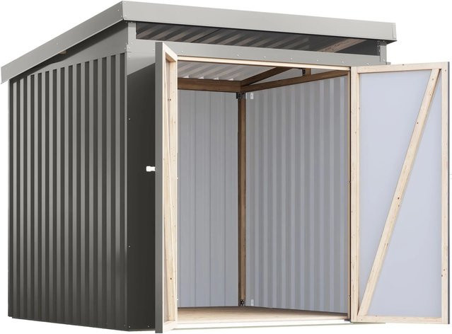 Karibu Metallgerätehaus Neos 2 in Graualuminium mit Trapezblech und Kunstglas - Bild 1