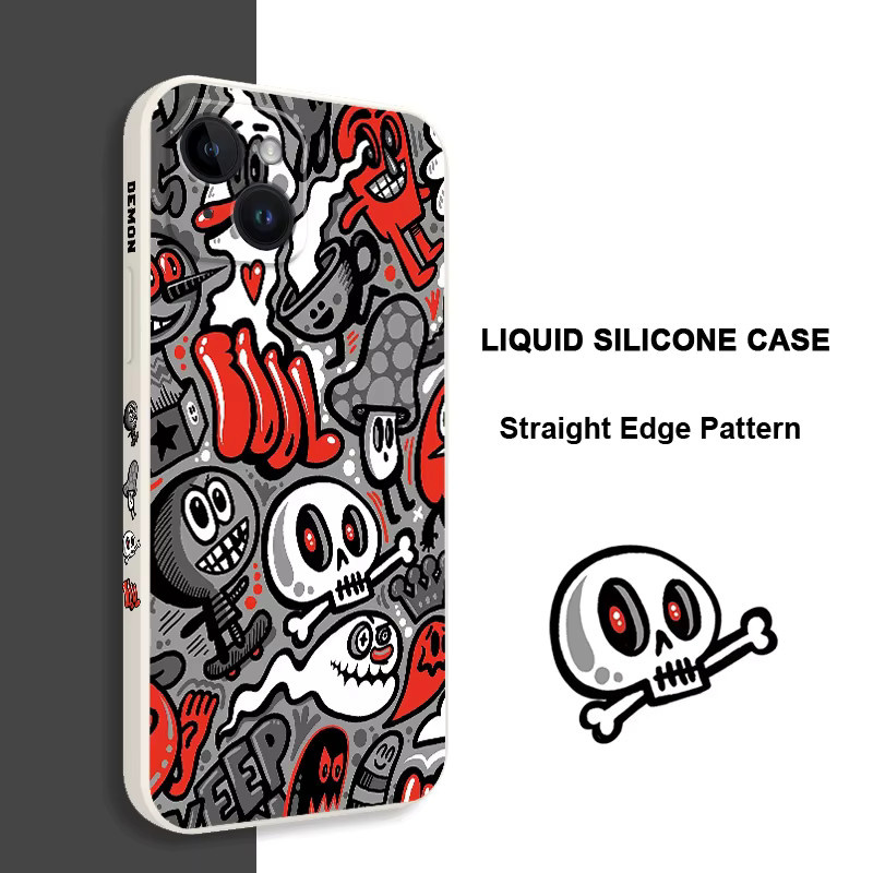 Ghost Skull Silikon Handyhülle für iPhone 17 16 15 14 13 12 11 Pro Max Plus Mini XR XS in Blau und Multicolour - Bild 2