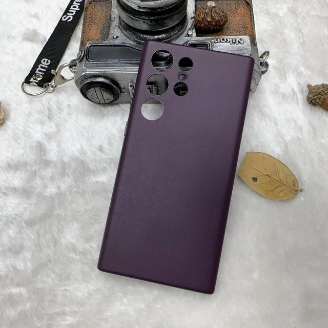 Luxuriöse Lederhülle für Samsung Galaxy S24 Ultra, S23, S22 Ultra und S24 Plus mit Rundum-Objektivschutz in Violett - Bild 1