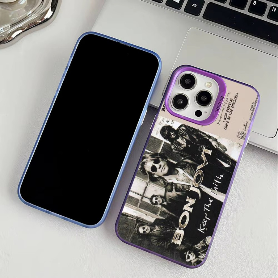 B-Bon J-Jovi Band Handyhülle mit Schutzbeschichtung in Multicolour für iPhone 11 bis 16 Pro Max Plus - Bild 1