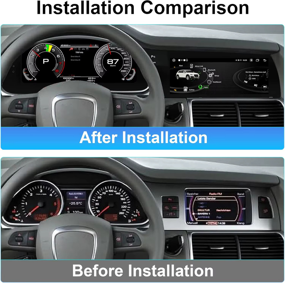 Digitales Kombiinstrument für Audi Q7 4L 2005-2015 mit Android Radio, Wireless CarPlay, GPS und Bluetooth in Schwarz - Bild 2