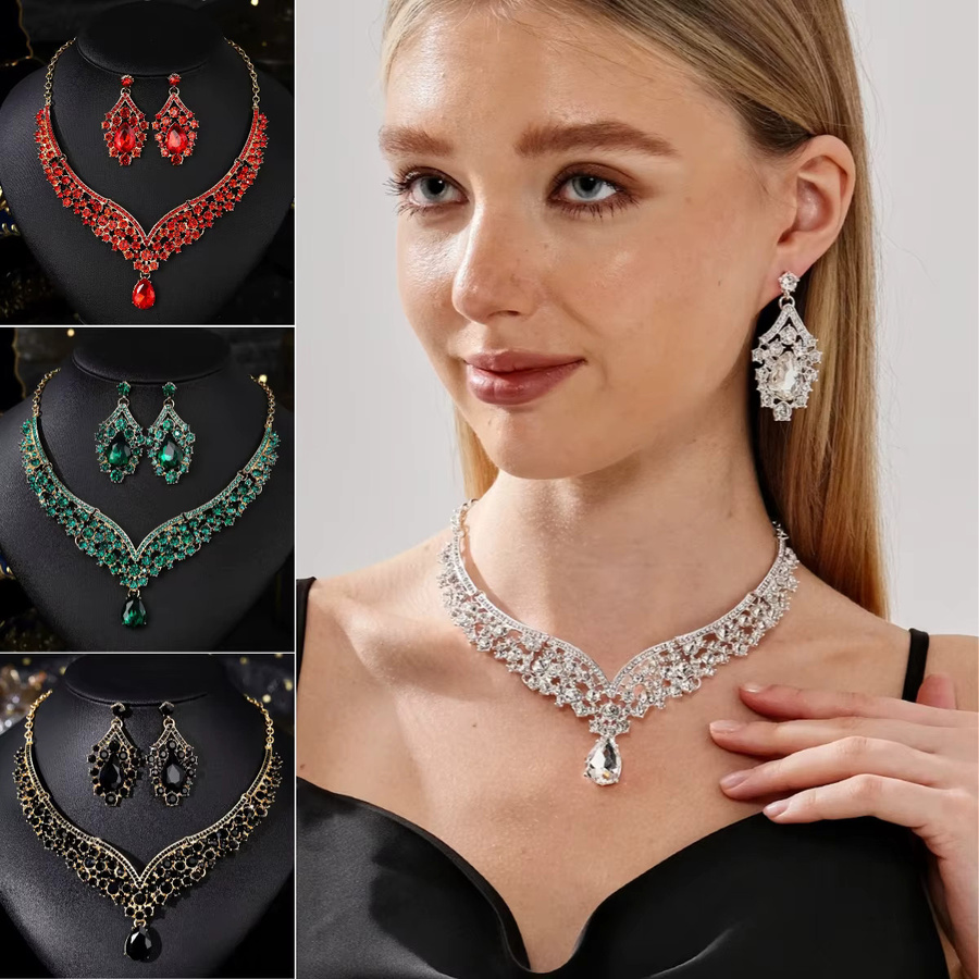 Miallo Schmuck-Set, Halskette, Ohrringe, Kristall, Vintage - Bild 2