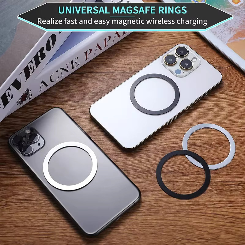 Selbstklebender magnetischer Metallring aus Eisenblech für Apple iPhone 15, Farbe: Silber oder Weiß - Bild 4