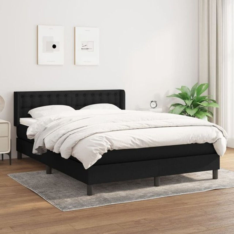 Vidaxl Boxspringbett mit Matratze aus Stoff in Schwarz B/T/H: 140 x 190 x 78 cm - Bild 1
