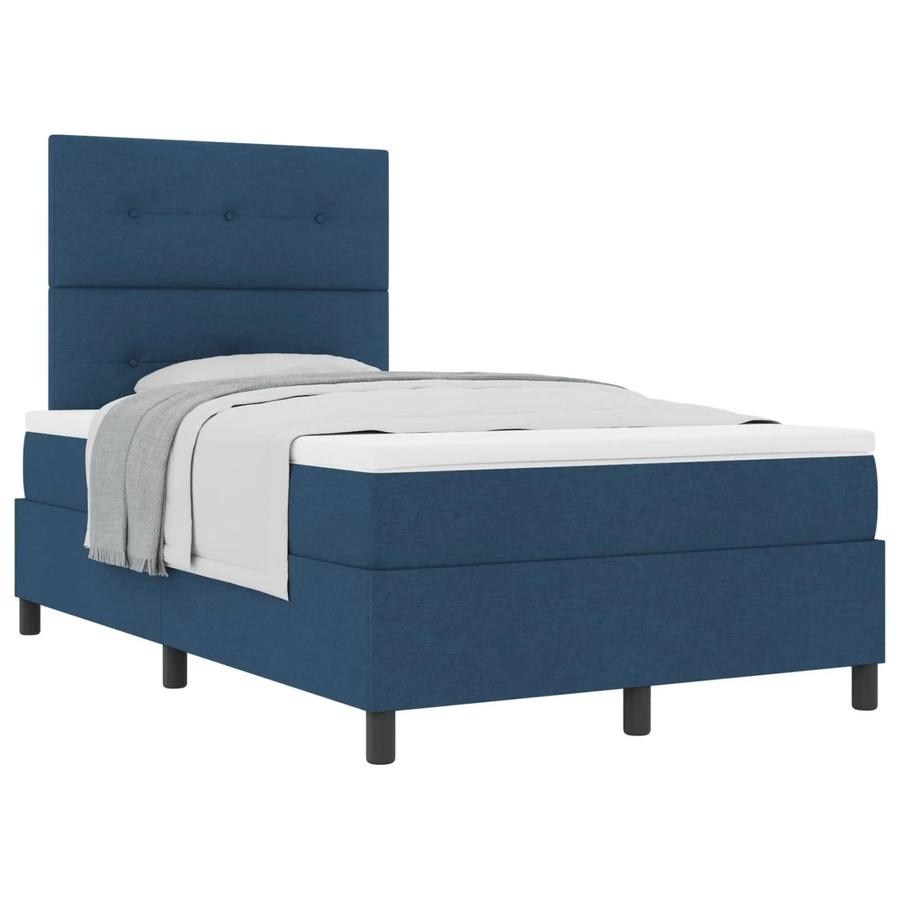 vidaXL Boxspringbett mit Matratze und Kopfteil in Blau, B/T/H: 120 x 190 x 280 cm - Bild 2