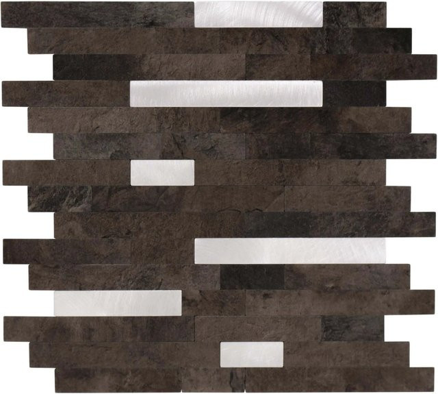 Dalsys Selbstklebende Fliesen Mosaik in Dunkelbraun und Silber, 11 Stück für 1 m² - Bild 1