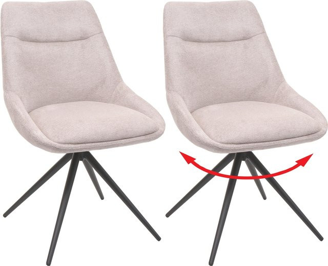 2er-Set MCW Esszimmerstuhl M65 in Beige mit Stoffbezug und Metallgestell, drehbar mit Auto-Return-Funktion - Bild 1