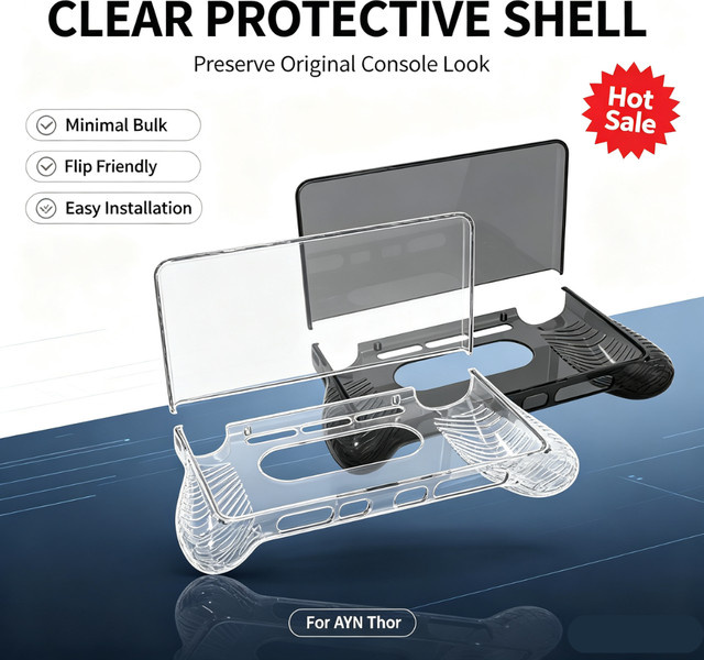 Transparente TPU-Schutzhülle für deine AYN Thor Handheld-Konsole mit rutschfestem Griff und Fallschutz - Bild 1