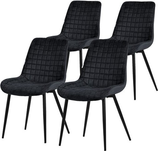 ML-Design Esszimmerstuhl 4er Set Schwarz mit Samtbezug und Stahlbeinen - Bild 1