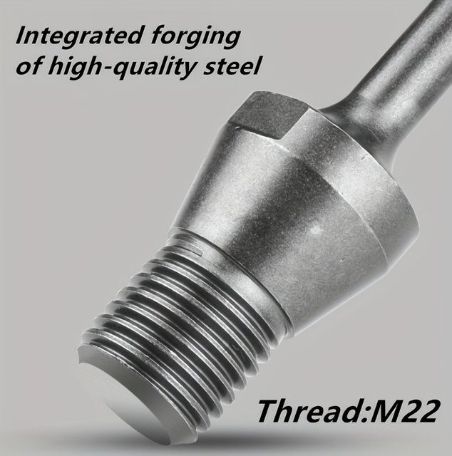 SDS-PLUS auf M22 Gewinde Rundschaft-Konverter Schlagbohrer-Adapter aus Edelstahl in Silber - Bild 1