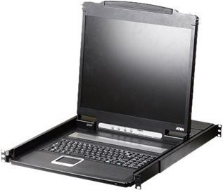 ATEN CL1000N KVM-Konsole 19 Zoll mit LCD VGA PS/2 USB in Schwarz mit französischer AZERTY-Tastatur, 1HE - Bild 1