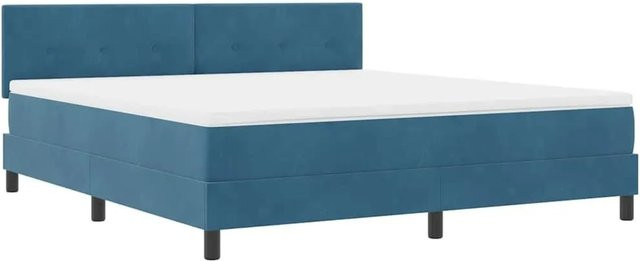 vidaXL LED Boxspringbett mit Matratze Dunkelblau Samt, B/T: 180 x 200 cm - Bild 1