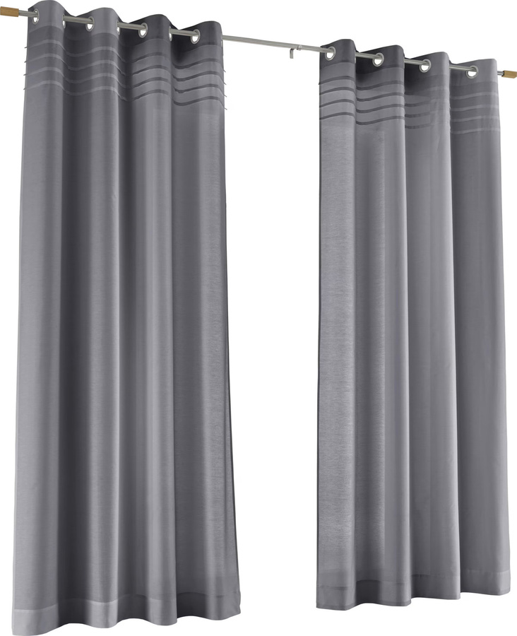 Dekostore Heine Home Vorhang in Grau, semi-transparent, mit Ösen, 65% Baumwolle und 35% Polyester - Bild 2