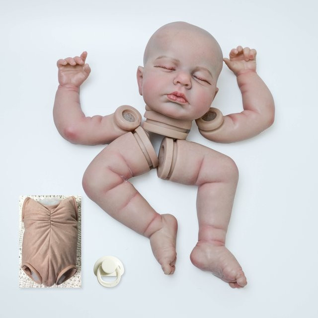 NPK 19-Zoll Puppenbausatz Loulou aus Silikon in Weiß mit detaillierter Aderstruktur und Soft Body - Bild 1