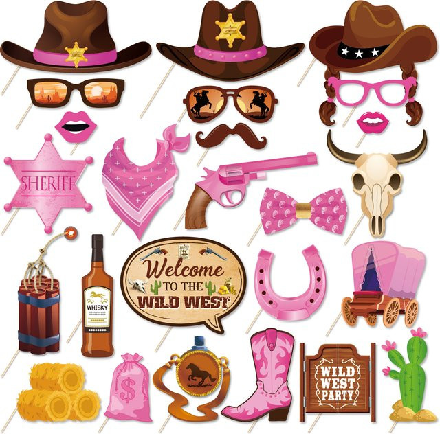 Wild West Cowgirl Thema Foto kabine Requisiten, 25-teiliges Set - Bild 1