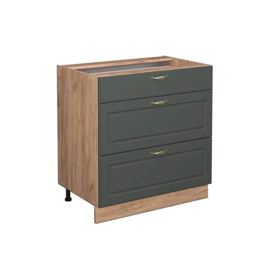Vicco Küchenunterschrank Fame-Line Landhaus in Dunkelgrün und Gold mit 3 Schubladen, Breite: 80 cm - Bild 2