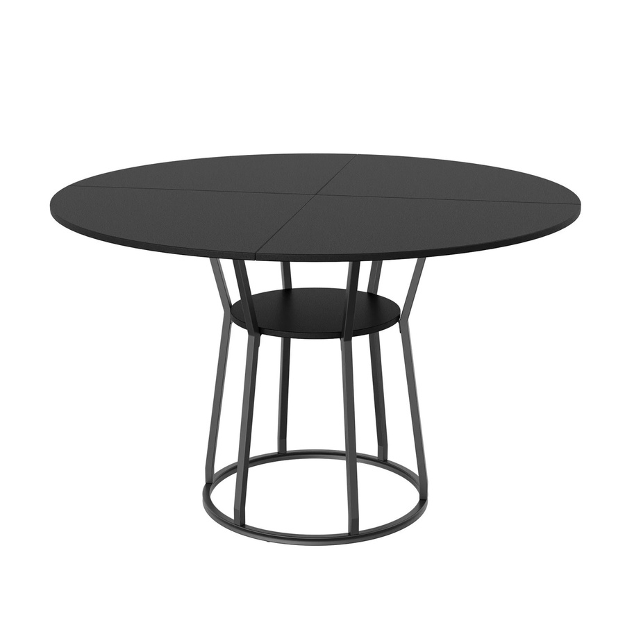 Runder Esstisch PXloue in Schwarz, modern aus MDF und Metall, Durchmesser: 120 cm, Höhe: 75 cm - Bild 2