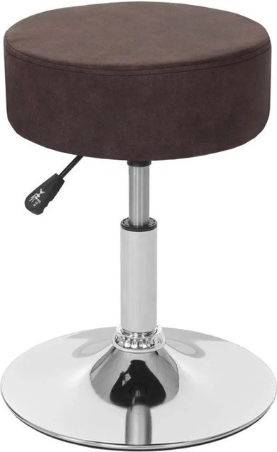 MCW Sitzhocker C22 höhenverstellbar Wildlederimitat Vintage Dunkelbraun Durchmesser: 35 cm - Bild 1