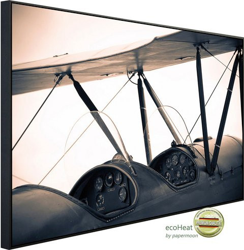 papermoon EcoHeat Infrarotheizung Vintage Flugzeug in Bunt mit Matt-Effekt, App-Steuerung und Überhitzungsschutz - Bild 1