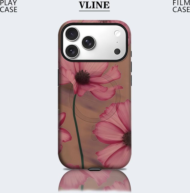Potdemiel Blush Cosmos Bloom Handyhülle für iPhone 17 16 15 14 13 Pro Max Plus, robuste Einzel- und Doppelschicht-Schutzhülle, Farbe: Pink - Bild 1