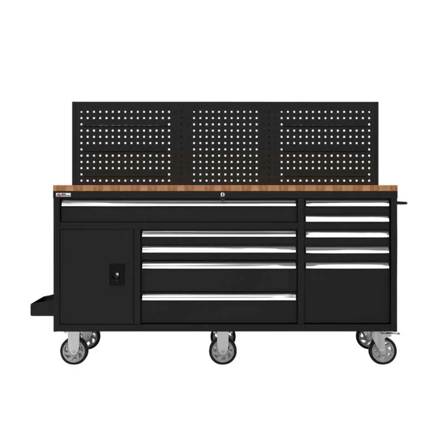 Galaflor Mobile Werkbank mit Lochwand und Arbeitsplatte in Schwarz, Breite: 158 cm - Bild 2