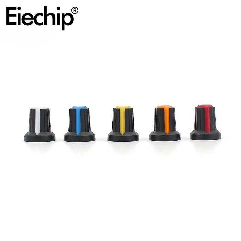 30er Set WH148 Potentiometer-Knöpfe aus Kunststoff in 5 Farben, B/T/H: 1,5 x 1,7 cm, Set mit Gelb, Orange, Blau, Weiß und Rot - Bild 2