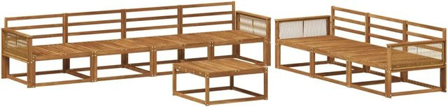 vidaXL Outdoor-Sofagarnitur aus Massivholz Akazie in Natur Braun, 8-teiliges Set mit Tisch und Sesseln - Bild 1
