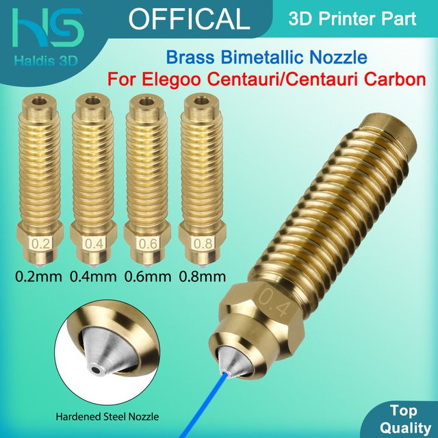 Elegoo Centauri Messing Bimetall Düse für FDM 3D Drucker Ersatzteile in Gold, Durchmesser: 0,2 mm / 0,4 mm / 0,6 mm / 0,8 mm - Bild 1