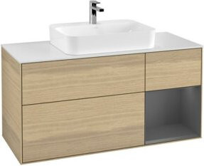V&B Waschtischunterschrank Finion in Anthrazit mit Eichenoptik, Breite: 120 cm, Tiefe: 50,1 cm - Bild 1