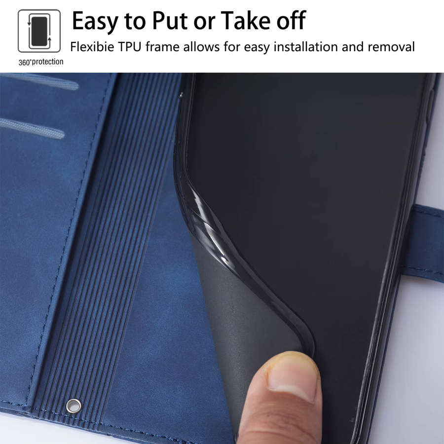 Xiaomi Leder Flip Wallet Handyhülle für POCO M7 mit Kartenfach in Schwarz oder Blau - Bild 3