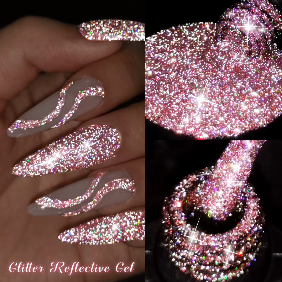 Four Lily Nagellack Gel, Champagner-Gold-Splitter, Glänzend - Bild 3