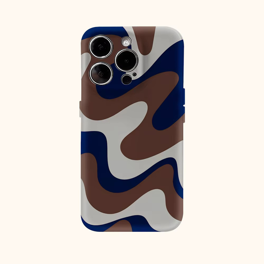 Handyhülle mit Wirbel-Design für iPhone 17 Pro Max, 16, 15, 14, 13, 12, 11 in Braun und Marineblau mit doppellagiger Rückseite - Bild 2