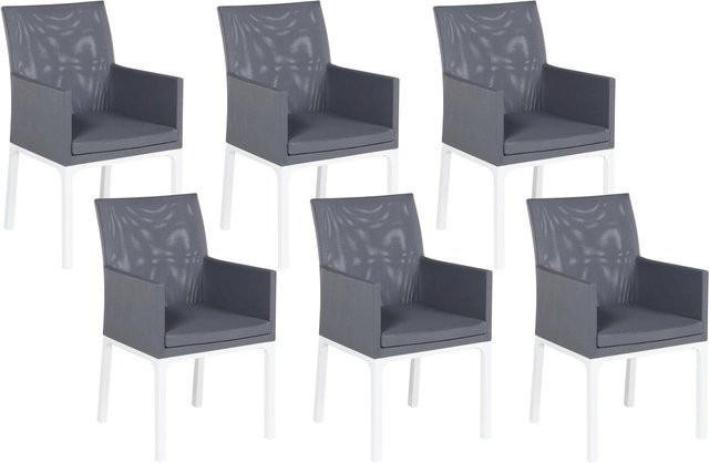 Beliani Gartenstuhl modern in Grau und Weiss mit Metall und Kunststoff, B/T/H: 62 x 52 x 91 cm - Bild 1