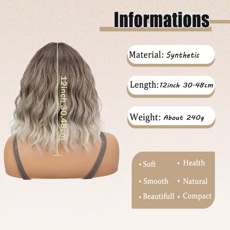 WIGSIN Perücke, synthetisch, platinblond, kurz, gewellt, 12 Zoll - Bild 2