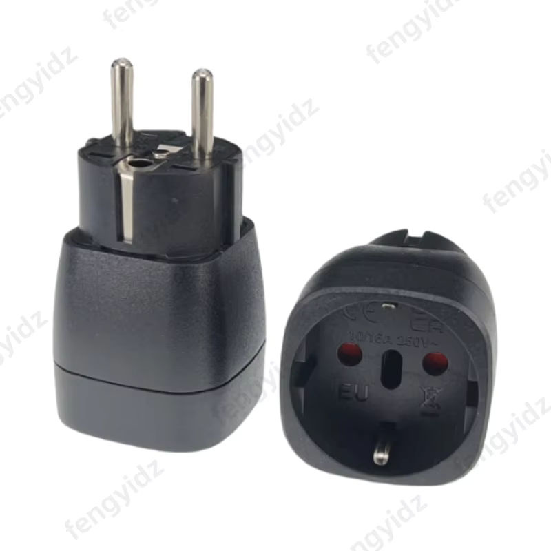 Fengyidz Konvertierungsstecker EU-9 zweipoliger Rundfuß-Stecker von Schweizer/Brasilianischem Netzteil auf Euro-Stecker, Schwarz - Bild 5
