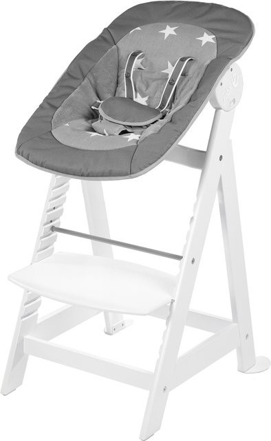 Roba Treppenhochstuhl Born Up 2in1 Set mit Liegenfunktion und verstellbarem Aufsatz, Weiß, B/T/H: 46 x 66,5 x 94 cm - Bild 1