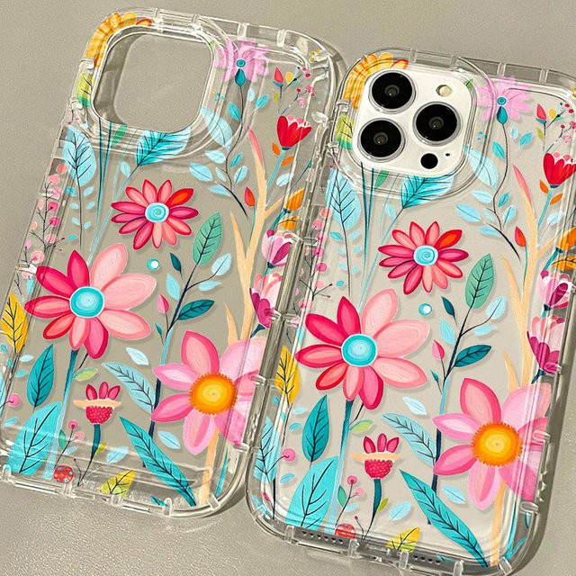 Florale Silikon Handyhülle von AKABEILA für iPhone Modelle in Transparent - Bild 1