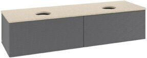 V&B Waschtischunterschrank Antao mit Frontstruktur in Anthrazit lackiert, B/T/H: 160 x 50 x 50 cm - Bild 1