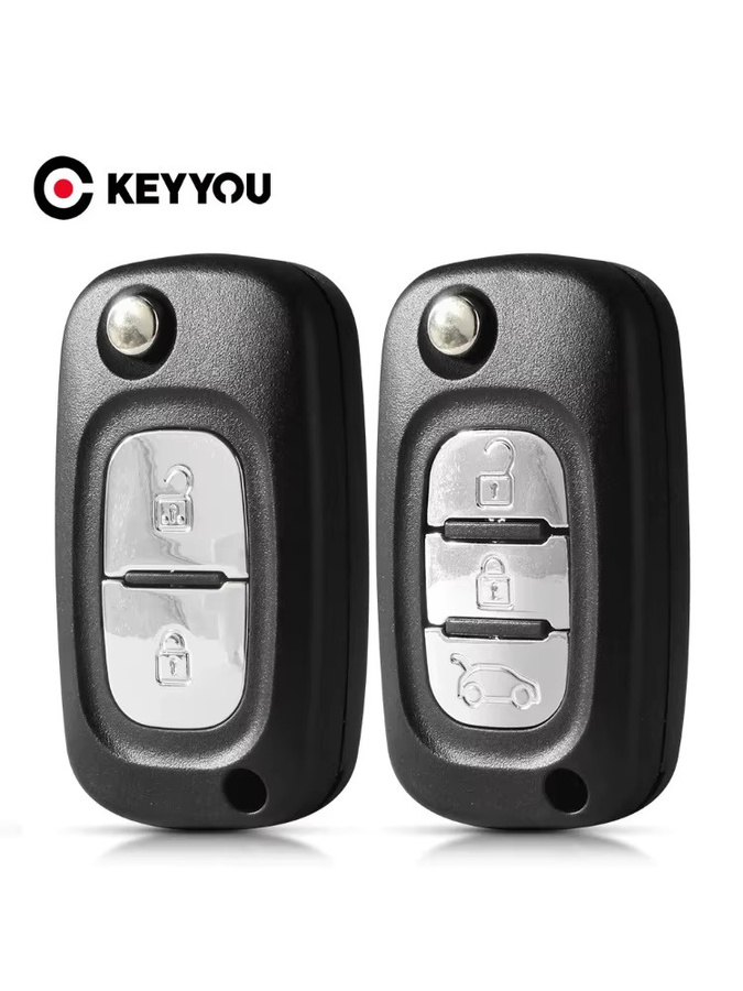 KEYYOU Auto Schlüssel Shell Case für Renault Fluence Clio Megane Kangoo Modus in Schwarz mit ungeschnittener Klinge NE73/VA2/HU83 - Bild 4