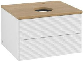 V&B Waschtischunterschrank Antao mit Frontstruktur, Farbe Eiche Honig und Weiß Lackiert, B/T/H: 60 x 50 x 50 cm - Bild 1