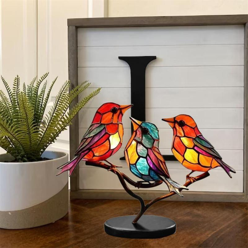 Yuyongzhi Acryl-Vögel Dekorationsornamente in Mehrfarbig, Abstrakte Vogelgruppe aus Kunstharz und Glas für Home-Office-Dekorationen - Bild 8