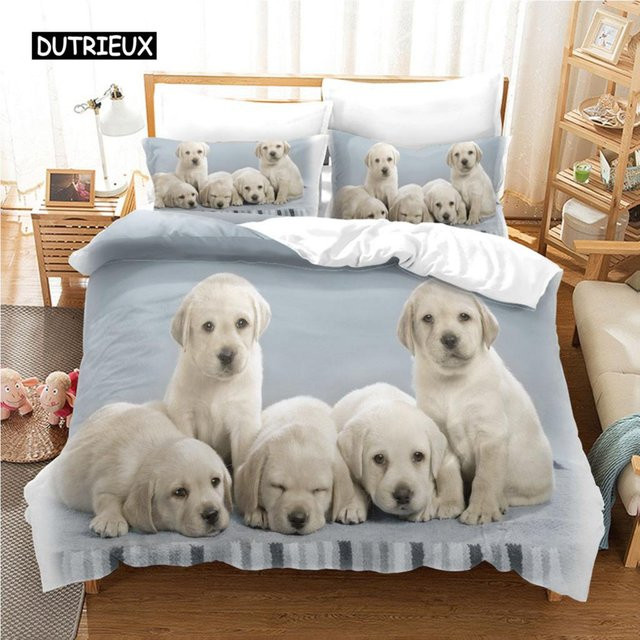 Bettwäsche-Set mit Deutscher Schäferhund Motiv von Binchi Outdoor Product, Blau, Material Mikrofaser Polyester, B/H: 140 x 210 cm - Bild 1