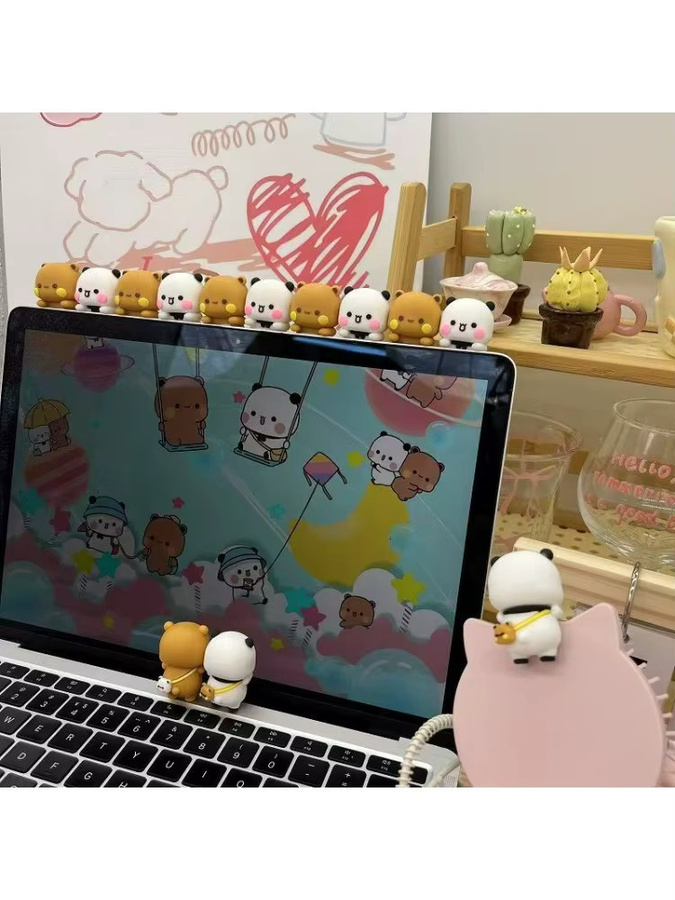 2er-Set süße Bären und Panda Telefonanhänger aus PVC als Mini-Cartoon-Figuren zur Dekoration von Smartphone und Tablet mit kratzfester Basis - Bild 7
