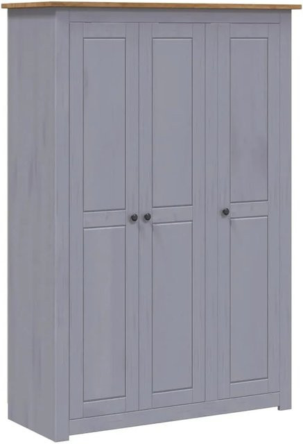 vidaXL Kleiderschrank Panama Serie aus Kiefer Massivholz, 3-türig, Grau, B/T/H: 118 x 50 x 171,5 cm - Bild 1